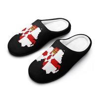 peiyeety Chaussons d'intérieur légers en coton avec motif carte du drapeau d'Irlande du Nord, en mousse à mémoire de forme, pour homme et extérieur.46-47