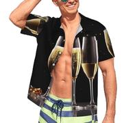 peiyeety Chemise hawaïenne pour Homme, Coupe de Champagne, Manches Courtes, boutonnée, Style Tropical, pour Les fêtes