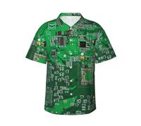 peiyeety Chemises hawaïennes pour Hommes, Circuit imprimé Vert, Hauts de Vacances à Manches Courtes