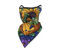 peiyeety Citrouille en vitrail avec tournesols, cagoule réutilisable, bandana, cache-cou, cagoule respirante d'extérieur