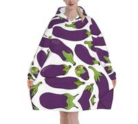 peiyeety Couverture à capuche imprimée aubergine, douce et polaire, avec poche kangourou.