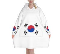peiyeety Couverture à capuche oversize douce et confortable avec manches, imprimée du drapeau de la République de Corée, idéale pour l'intérieur et l'extérieur. Idée cadeau pour l'hiver et Noël.
