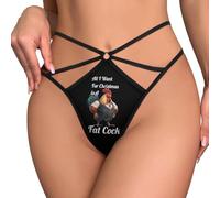 peiyeety Culotte String Fantaisie Invisible pour Femme avec imprimé « Je Veux Une Grosse Bite »