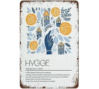 peiyeety Définition du hygge, affiche d'art populaire de style scandinave, panneau décoratif en métal danois, plaque murale vintage en métal, décoration humoristique, 20 x 30 cm