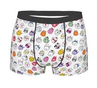 peiyeety Dessin animé Mignon Chats Hommes Boxer Slips Coeur Rouge Amour Impression Stretch Sport Boxeurs Large Ceinture sous-vêtements caleçon avec Pochette de Soutien L