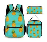 peiyeety Ensemble de sac à dos de voyage avec sacs à lunch et trousse de maquillage, sac à dos tropical sans ananas à l'envers avec boîte à lunch et sac de rangement