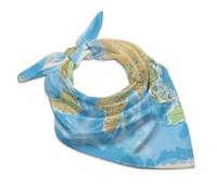 peiyeety Foulards en satin pour femmes, carrés de 45 x 45 cm, en soie, avec motif carte du monde. Foulards légers, tours de tête, bandanas pour hommes et femmes. Mode et protection.