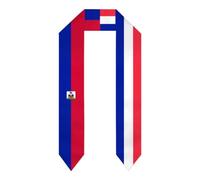peiyeety Haïti, France, Drapeau français, 1,83 m, Étole de remise de diplôme en satin, écharpe, châle pour étudiant à l'étranger, études internationales harpe