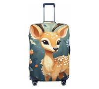 peiyeety Housse de Protection élastique et Lavable pour Valise de Voyage, Motif cerf et Fleur, Motif Dessin animé, Anti-poussière, Compatible avec Les valises de 45 à 81 cm, Noir, Taille S