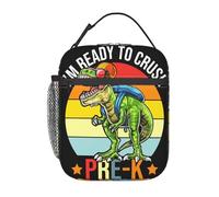 peiyeety Je suis prêt à écraser le sac à lunch portable à motif de dinosaure coloré avec fermeture à glissière réutilisable et étanche pour le travail, le bureau et le pique-nique