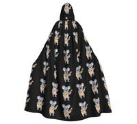 peiyeety Koala adore jouer de la guitare Motif cape à capuche pour adulte pour fêtes costumées d'Halloween et plus encore
