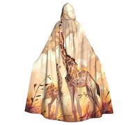 peiyeety La cape à capuche adulte imprimée girafe mère et petit pour Halloween est une cape très grande, confortable et résistante.
