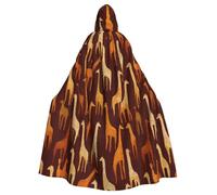 peiyeety La cape à capuche adulte imprimée girafe regardant vers le haut pour Halloween est une cape très grande, confortable et résistante.