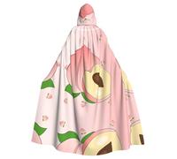 peiyeety La cape à capuche adulte imprimée pêche de dessin animé pour Halloween est une cape très grande, confortable et résistante.