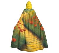 peiyeety La cape à capuche adulte imprimée « Poppies Field Yellow Brick Road » pour Halloween est une cape très grande, confortable et résistante.