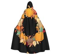 peiyeety La cape à capuche imprimée « Automne de l'abondance » pour adulte est un poncho à capuche d'Halloween très grand, confortable et résistant.