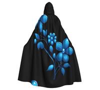 peiyeety La cape à capuche imprimée de fleurs Blue Pearl pour adulte est un poncho à capuche d'Halloween très grand, confortable et résistant.