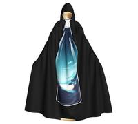 peiyeety La cape à capuche imprimée Dreamlike Glass Bottle pour adulte est un poncho à capuche d'Halloween très grand, confortable et résistant.