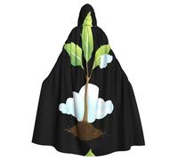 peiyeety La cape à capuche imprimée « Petit arbre planant dans les nuages » pour adulte est un poncho à capuche d'Halloween très grand, confortable et résistant.