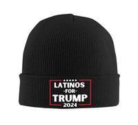 Peiyeety Latinos pour Trump 2024 Donald Trump 2024 Bonnets pour Femmes pour Hommes Chapeaux d'hiver Bonnets pour Hommes Chapeaux Contre Le Cancer Noir