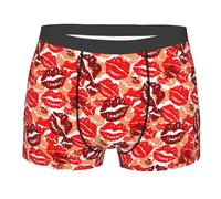peiyeety Lèvres Rouges colorées sous-vêtements pour Hommes Boxer imprimé léopard Slip Marron Pochette Souple caleçon Extensible nouveauté Boxeurs pour Petit ami XL