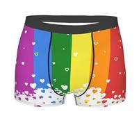 peiyeety LGBT Gay Pride Print Boxer pour Homme Red Heart Love Print Boxer de Sport Extensible Large Ceinture sous-vêtements Boxer avec Support de Poche L