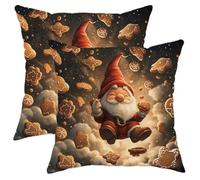 peiyeety Lot de 2 Housses de Coussin Fantaisie « Merry Christmas GNOME » 14 x 14, Motif animé, Doux et Amusant, avec Fermeture éclair, décoration de Noël pour canapé, Salon, véranda