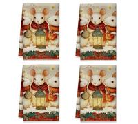 peiyeety Lot de 2 torchons de Cuisine Souris, Ornement de Noël FancifulXmas Rouge, torchon d'évier en Microfibre à séchage Rapide, 40 x 66 cm (16 x 26 Pouces), Nouveaux Essentiels pour la Maison