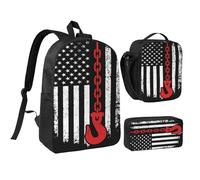 peiyeety Lot de 3 sacs à dos légers avec crochet de remorquage et drapeau américain de 43 cm pour homme et femme