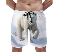 peiyeety Maillot de Bain Blanc à séchage Rapide pour Homme, Motif Ours Polaire, avec Doublure en Maille