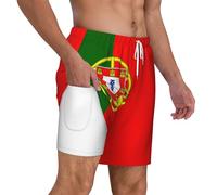 peiyeety Maillot de Bain pour Homme avec Doublure de Compression, Short de Plage à séchage Rapide - Drapeau du Portugal