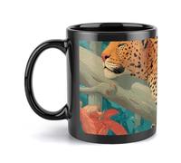 peiyeety Mug à café en céramique de 325 ml (11 oz) avec motif imprimé Jungle Repose, tasse lisse et résistante pour le café du matin, le thé, pour Noël, un anniversaire, le bureau ou la maison.