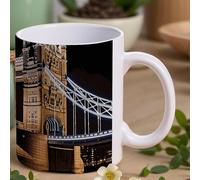 peiyeety Mug en céramique avec anse, motif Tower Bridge de Londres, 325 ml (11 oz), personnalisable, idéal pour le bureau, le thé, maman, papa, les amis, votre petit(e) ami(e).