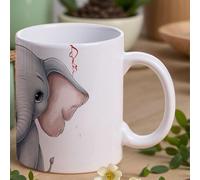 peiyeety Mug en céramique avec anse, orné d'un adorable éléphant de dessin animé, 325 ml (11 oz), personnalisable, idéal pour le bureau, le thé, maman, papa, les amis, votre petit(e) ami(e), etc.
