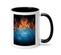 peiyeety Mug en céramique Ice Fire 325 ml (11 oz) à l'intérieur coloré, élé mug à café, tasse à thé lisse pour la maison et le bureau, cadeau pour la famille