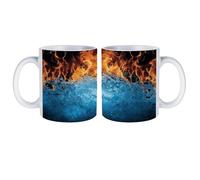 peiyeety Mug en céramique Ice FireWhite, 330 ml, idéal pour la maison et le bureau, pour café, latte, thé, chocolat chaud.