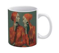 peiyeety Mug en céramique robuste de 325 ml (11 oz) orné d'un motif géométrique poétique imprimé. Idée cadeau pour hommes, femmes, parents, anniversaire, mariage. Parfait pour la maison ou le bureau.