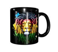 peiyeety Mug fantaisie jamaïcain Rasta Reggae Judah Lion, tasse à café en céramique de 325 ml (11 oz) pour le bureau, la cuisine, les cadeaux et la décoration intérieure