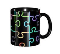 peiyeety Mug fantaisie « Puzzle arc-en-ciel » pour la sensibilisation à l'autisme, tasse à thé en céramique de 325 ml (11 oz), pour le bureau, la cuisine ou la maison. Décoration intérieure.