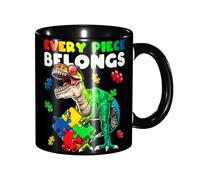 peiyeety Mug fantaisie T-Rex puzzle pour la sensibilisation à l'autisme, 325 ml, en céramique, idéal pour le bureau, la cuisine ou la décoration intérieure.