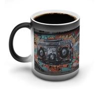 peiyeety Mug numérique graffiti hip-hop thermosensible à changement de couleur, tasse à café originale en céramique personnalisée, effet magique amusant, cadeau pour adultes.