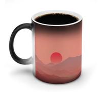 peiyeety Mug thermosensible à changement de couleur, motif Aube Vermillon, tasse à café magique en céramique - Idée cadeau amusante pour hommes, femmes et Noël