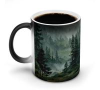 peiyeety Mug thermosensible à changement de couleur, motif brume sylvestre, tasse à café magique en céramique - Idée cadeau amusante pour hommes, femmes et Noël