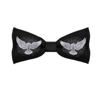 peiyeety Nœud papillon pré-noué pour homme, motif colombe du Saint-Esprit blanc, imprimé, réglable, pour fête et mariage