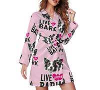 peiyeety Nuisettes courtes Live Love Bark pour femmes, peignoir, vêtement d'intérieur, vêtements de nuit avec ceinture