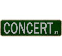 peiyeety Panneau de rue de concert, affiche de route vintage, décoration de maison, panneau d'avenue rétro en étain, décoration de chambre, art mural, plaque extérieure 16 po x 4 po