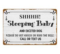 peiyeety Panneau métallique « Démarchage interdit » avec sonnette « Bébé qui dort » (8 x 12 pouces), nmVie2-4