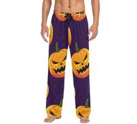 peiyeety Pantalon de pyjama homme citrouille d'Halloween mignon, pantalon de détente doux, bas de pyjama avec poches