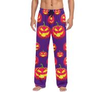 peiyeety Pantalon de pyjama homme citrouille d'Halloween, pantalon de détente doux, bas de pyjama avec poches