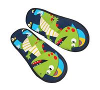peiyeety Pantoufles à imprimé dinosaure en rollers pour femmes, chaussures d'intérieur et d'extérieur duveteuses, à enfiler